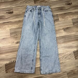 Paige Zoey Wide Leg Drawstring Jeans Alaya Wash Size 27